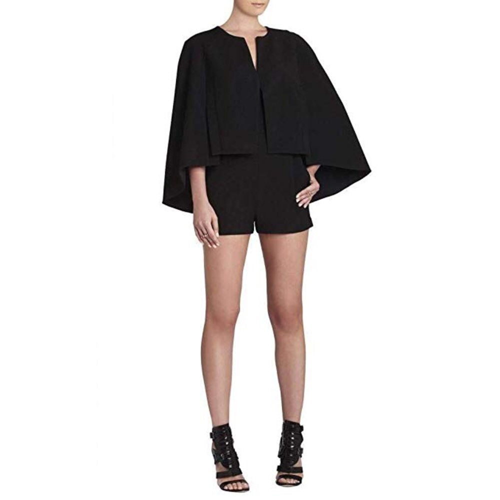 BCBGMaxAzria Black Brianne Cape Romper Size 6 NWOT